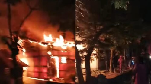 ঝালকাঠিতে স্টেডিয়াম সংলগ্ন বসতঘরে আগুন, রাতের নিস্তব্ধতা ভাঙল আতঙ্কে