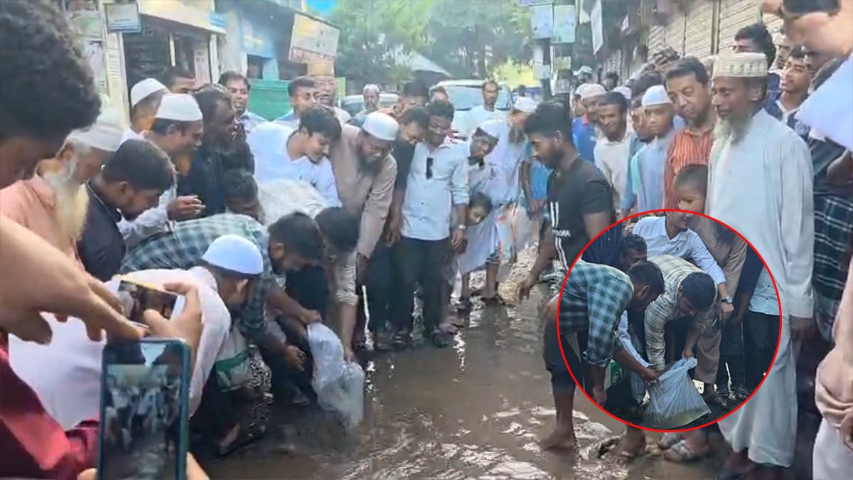 সড়কে মাছ ছেড়ে হাসনাতের প্রতিবাদ 