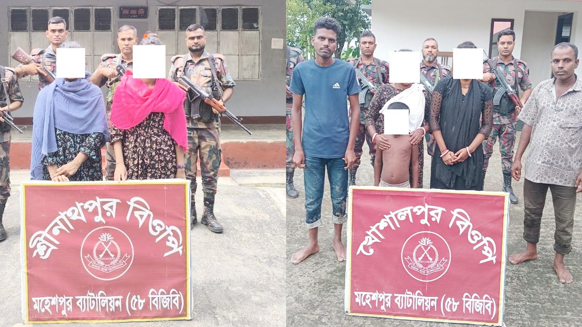 মহেশপুর সীমান্ত দিয়ে অবৈধভাবে ভারতে যাওয়ার চেষ্টা, আটক ৭